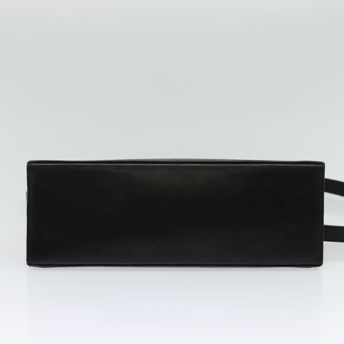 Salvatore Ferragamo Gancini Hand Bag Leather 2way Black Gold Auth 137421