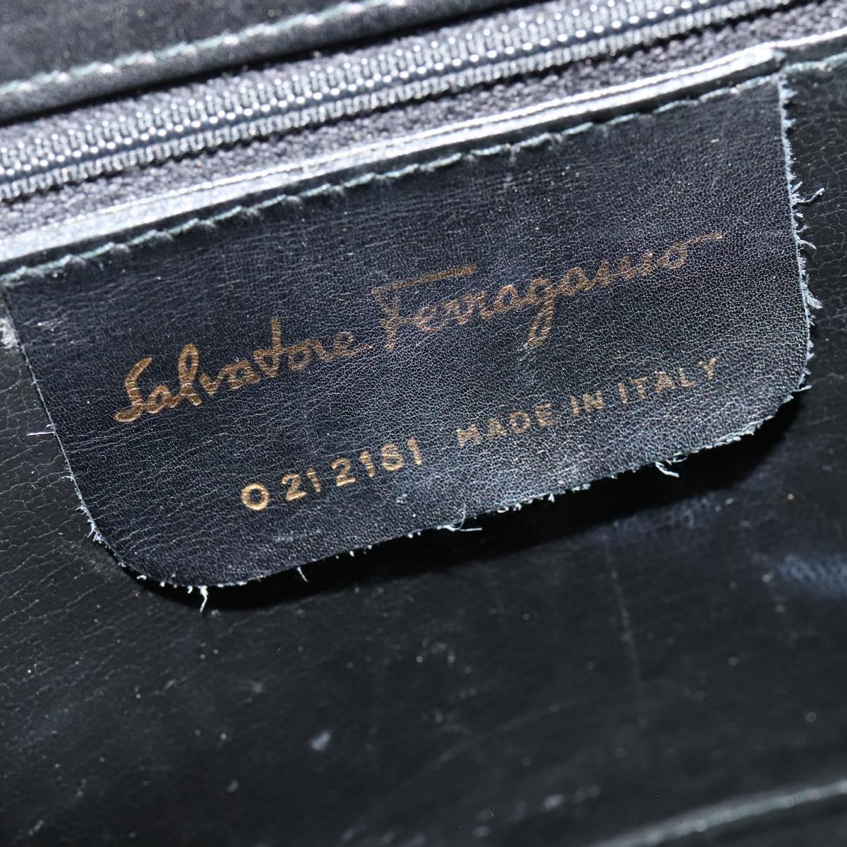 Salvatore Ferragamo Gancini Hand Bag Leather 2way Black Gold Auth 137421