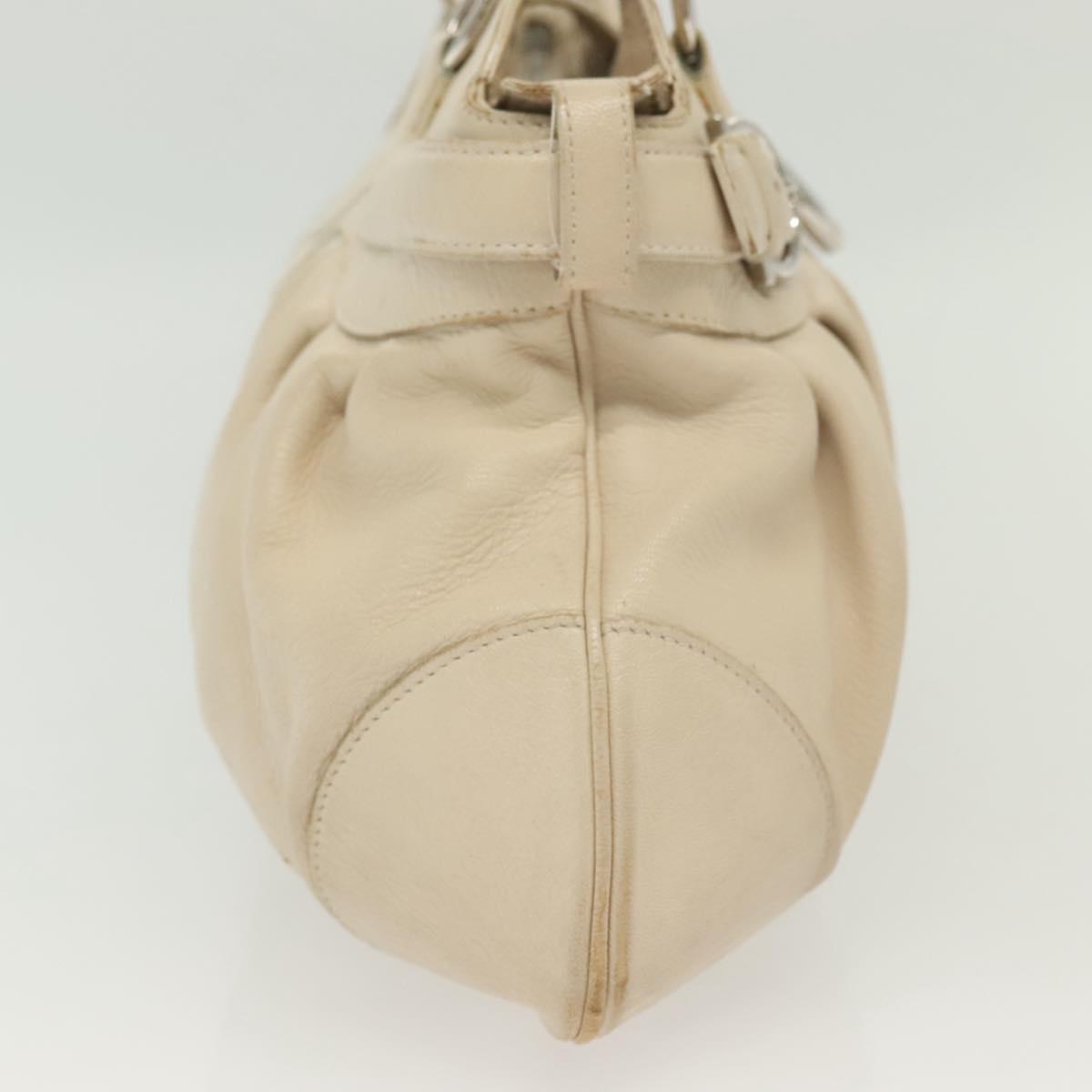 Salvatore Ferragamo Gancini Tote Bag Leather Beige Silver Auth 137424