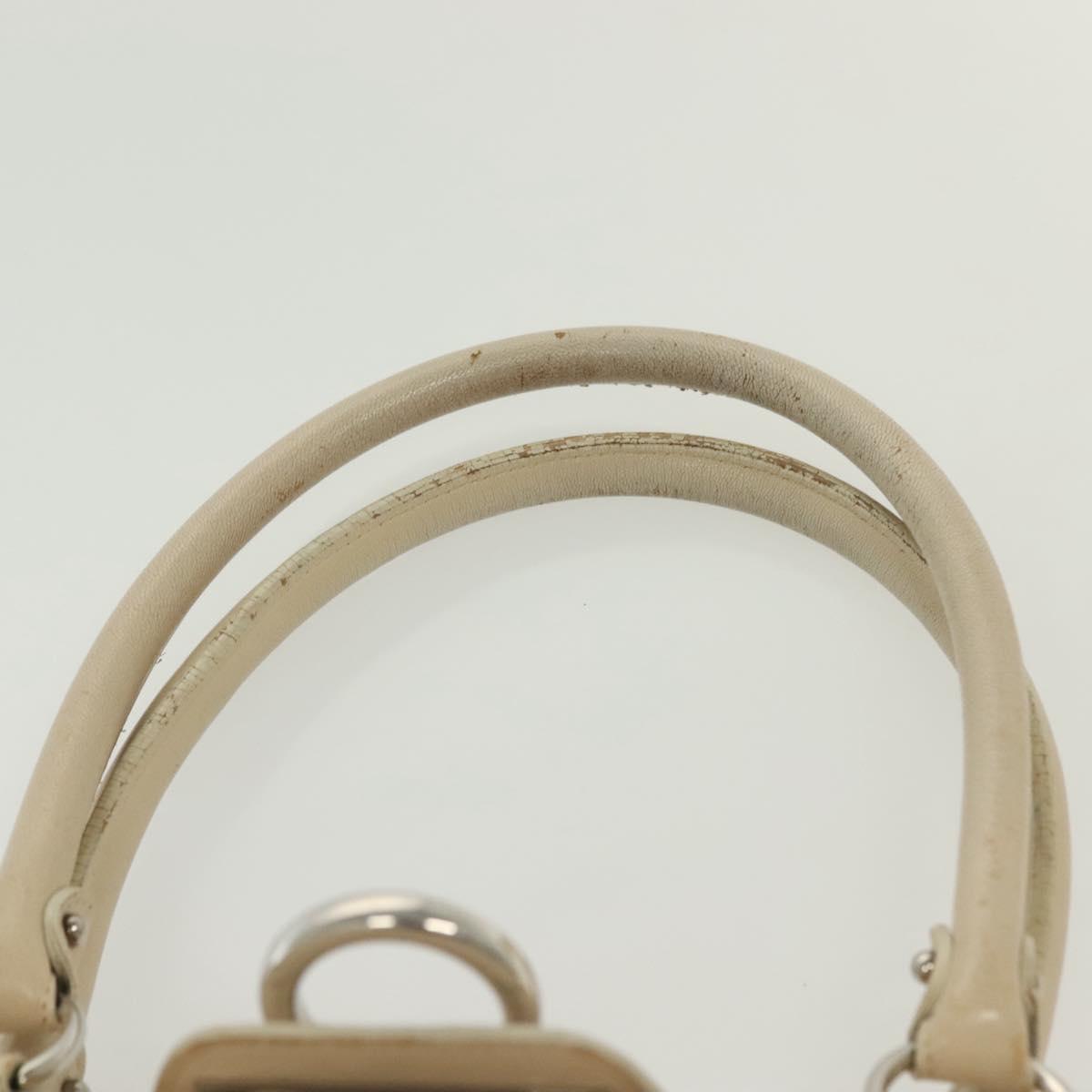 Salvatore Ferragamo Gancini Tote Bag Leather Beige Silver Auth 137424