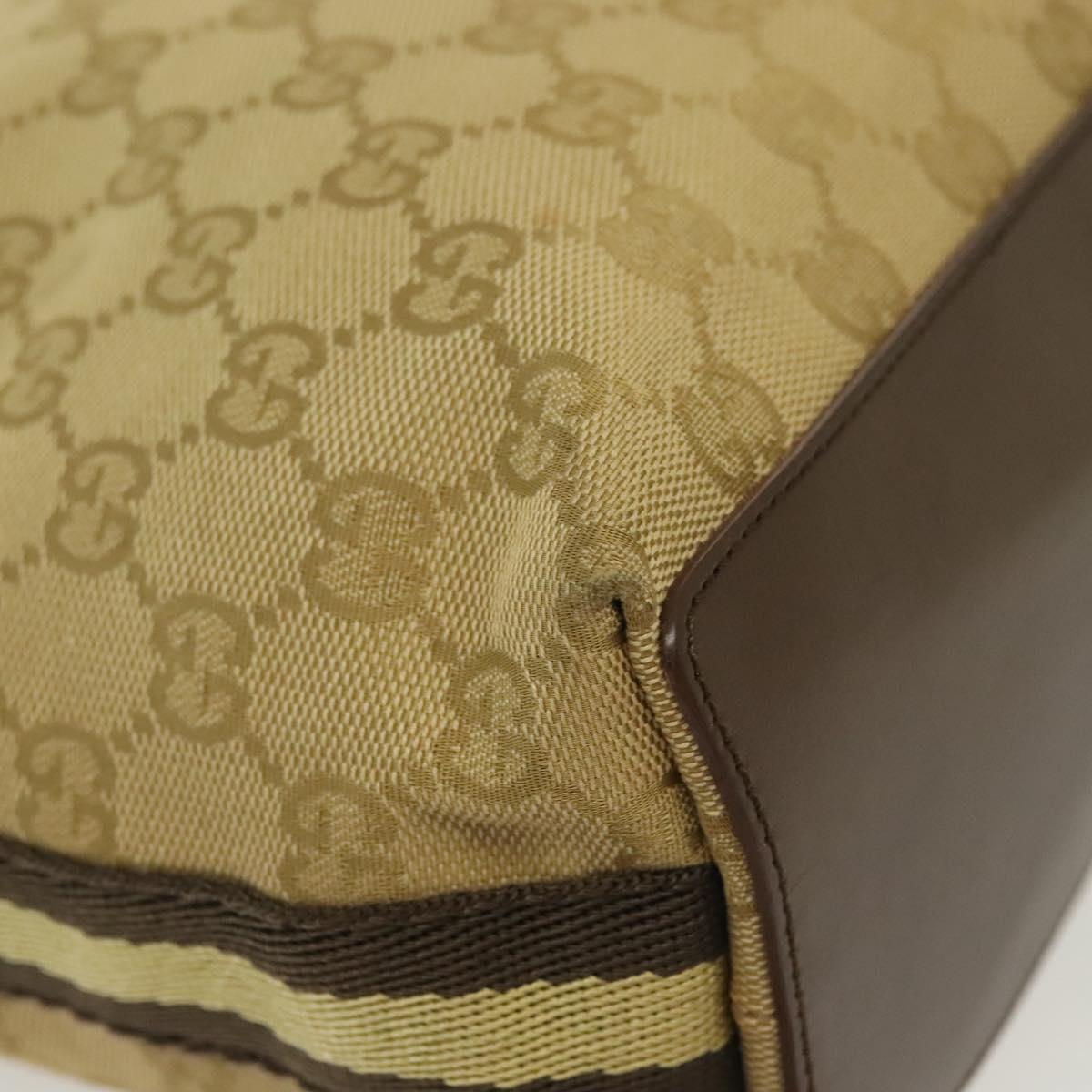 GUCCI GG Canvas Tote Bag Beige Silver 31244 Auth 137427