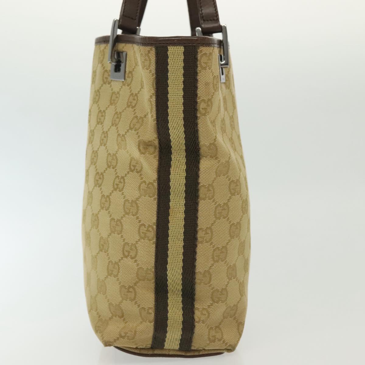 GUCCI GG Canvas Tote Bag Beige Silver 31244 Auth 137427