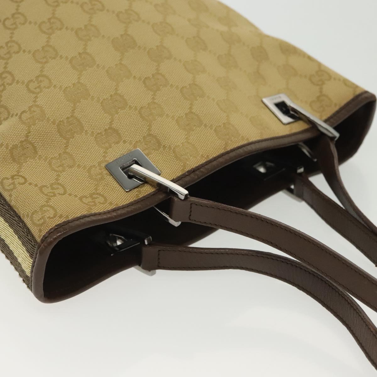 GUCCI GG Canvas Tote Bag Beige Silver 31244 Auth 137427