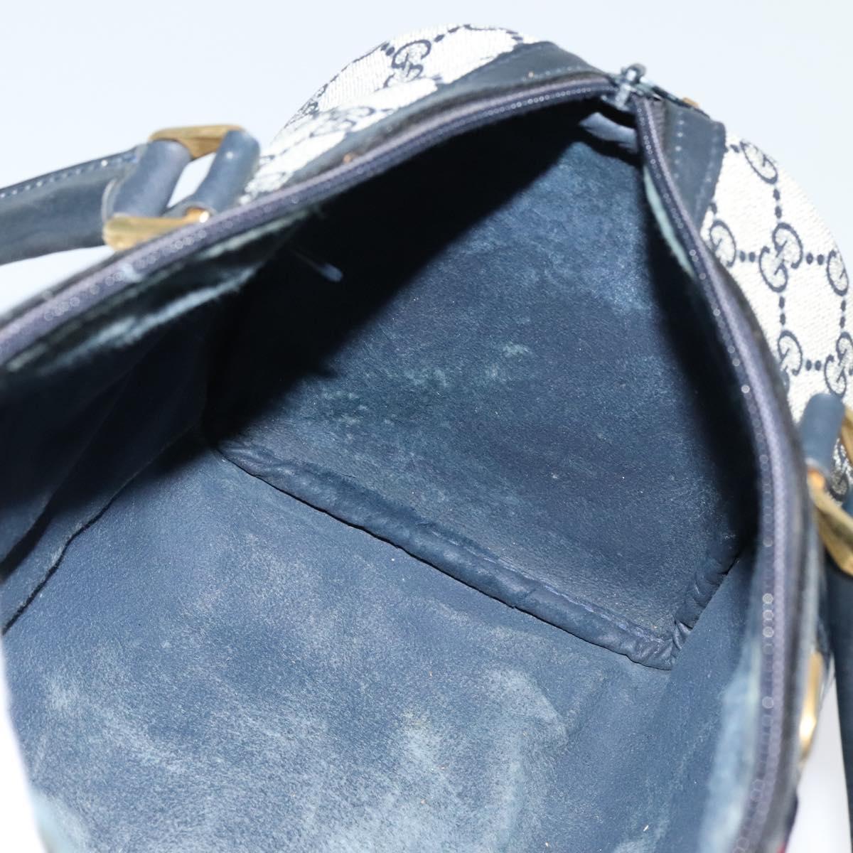 GUCCI GG Supreme Sherry Line Boston Bag PVC Navy Gold 24 012 3842 Auth 137431