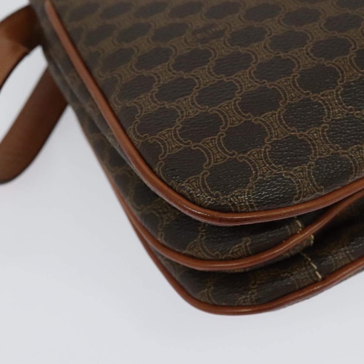 CELINE Macadam Canvas Shoulder Bag PVC Leather Brown Gold Auth 137434