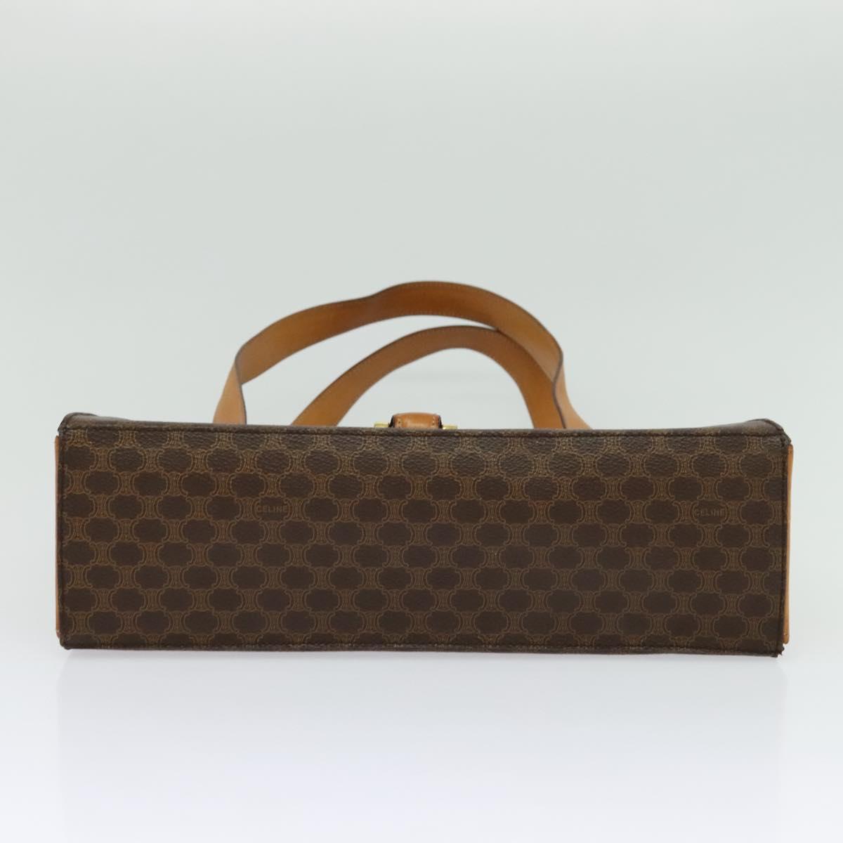 CELINE Macadam Canvas Hand Bag PVC Leather Brown Gold Auth 137435