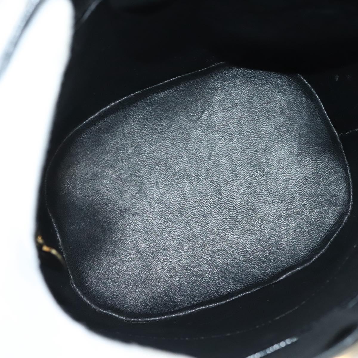 CELINE Circle Shoulder Bag Enamel Black Gold Auth 137438