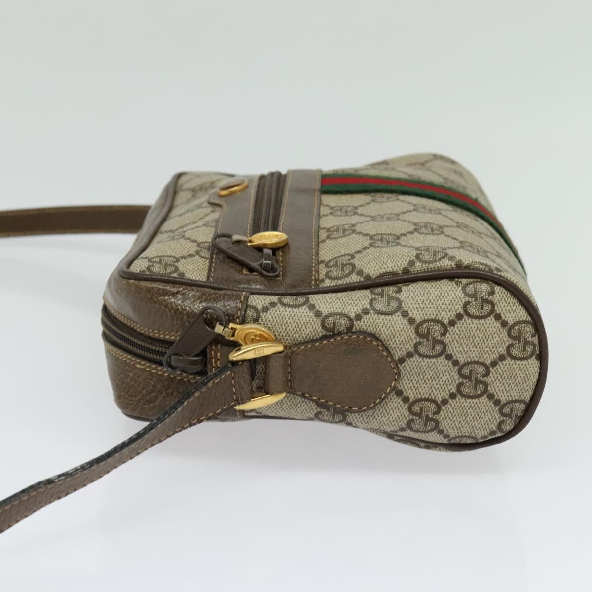 GUCCI GG Supreme Web Sherry Line Bag PVC Beige Gold 904 02 004 Auth 137440