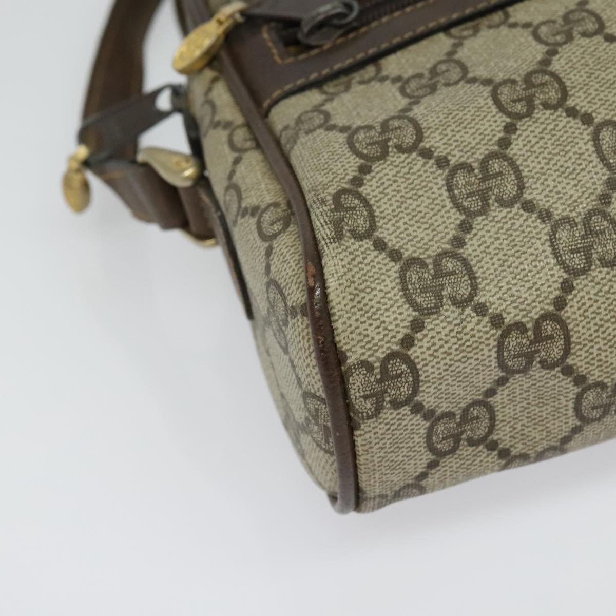 GUCCI GG Supreme Web Sherry Line Shoulder Bag PVC Beige Gold Auth 137441