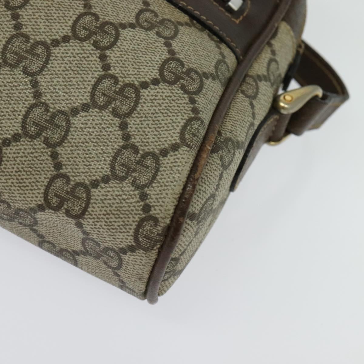 GUCCI GG Supreme Web Sherry Line Shoulder Bag PVC Beige Gold Auth 137441