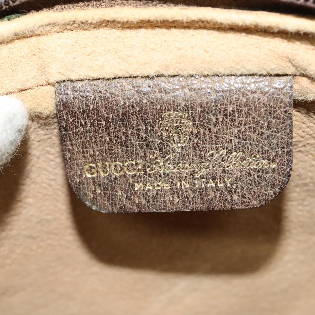 GUCCI GG Supreme Web Sherry Line Shoulder Bag PVC Beige Gold Auth 137441
