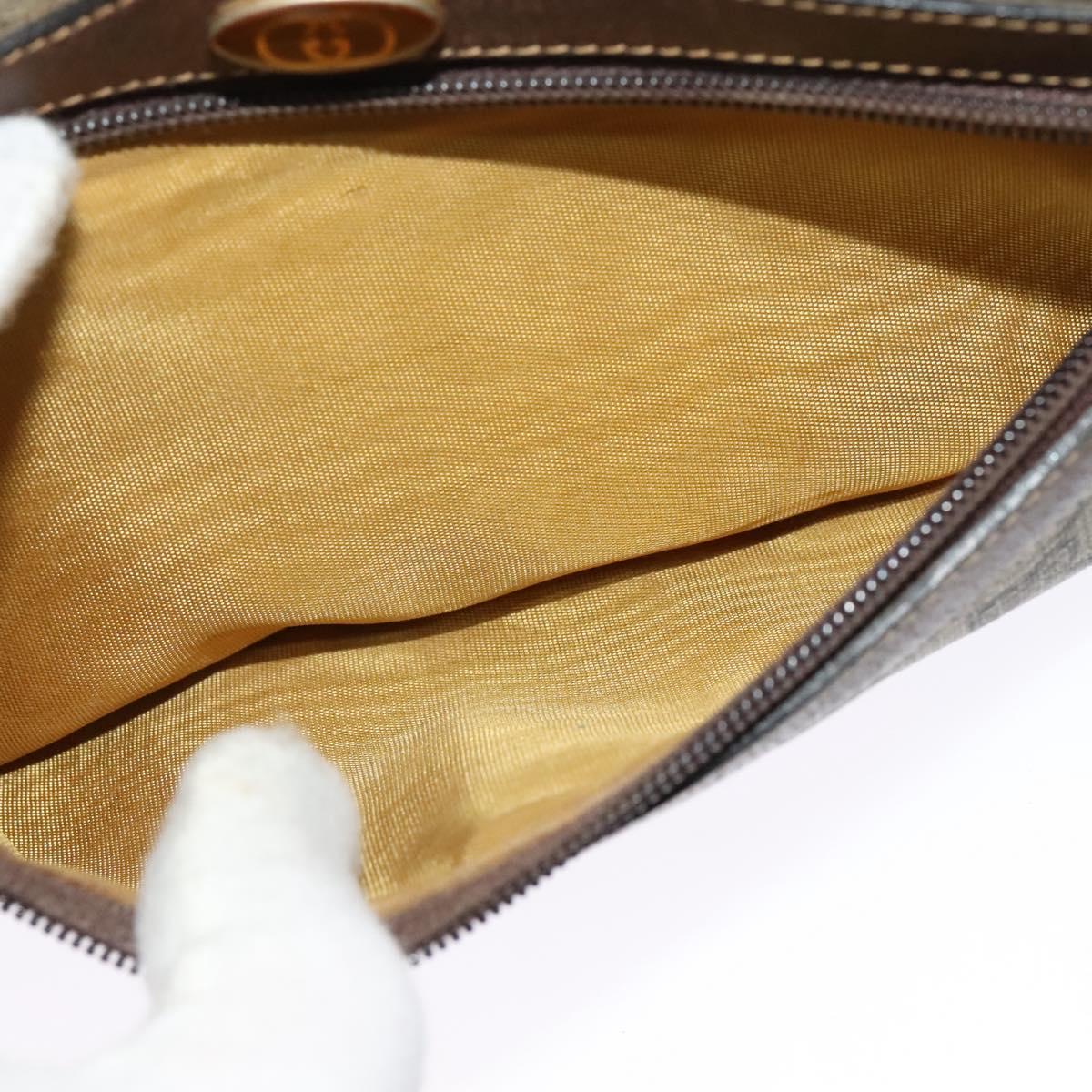 GUCCI GG Supreme Web Sherry Line Shoulder Bag PVC Beige Gold Auth 137441