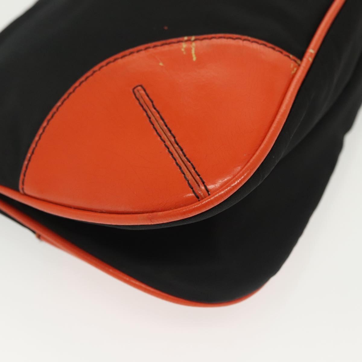 PRADA Shoulder Bag Nylon Leather Black Silver Auth 137443