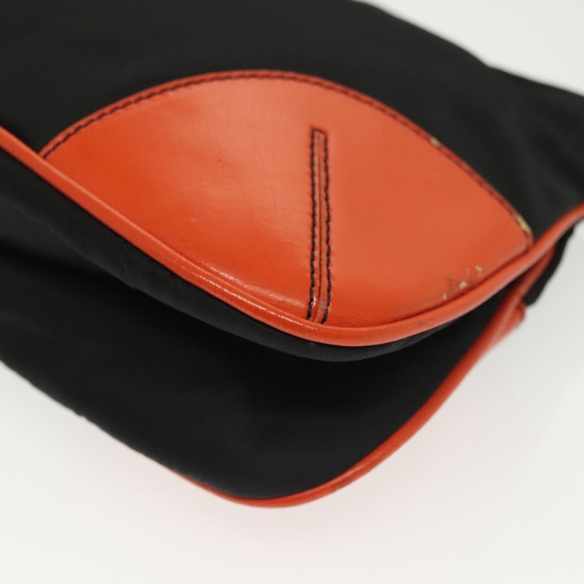 PRADA Shoulder Bag Nylon Leather Black Silver Auth 137443
