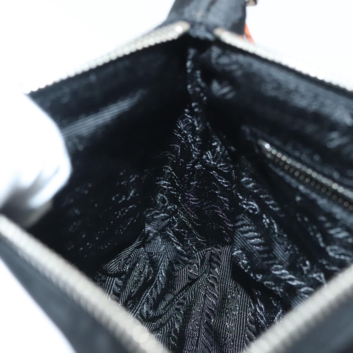 PRADA Shoulder Bag Nylon Leather Black Silver Auth 137443