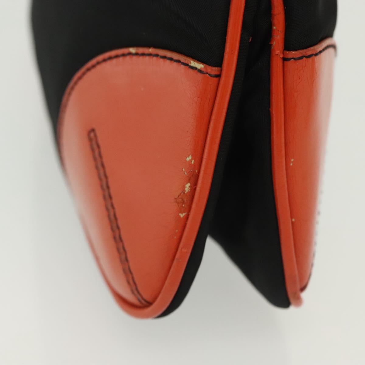 PRADA Shoulder Bag Nylon Leather Black Silver Auth 137443