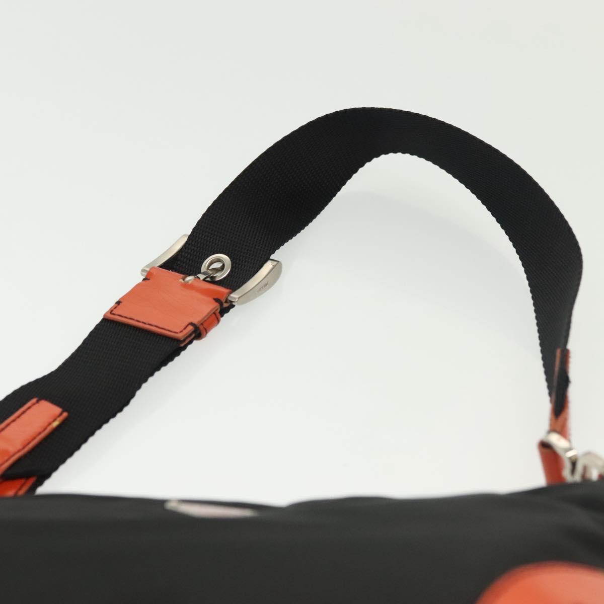PRADA Shoulder Bag Nylon Leather Black Silver Auth 137443