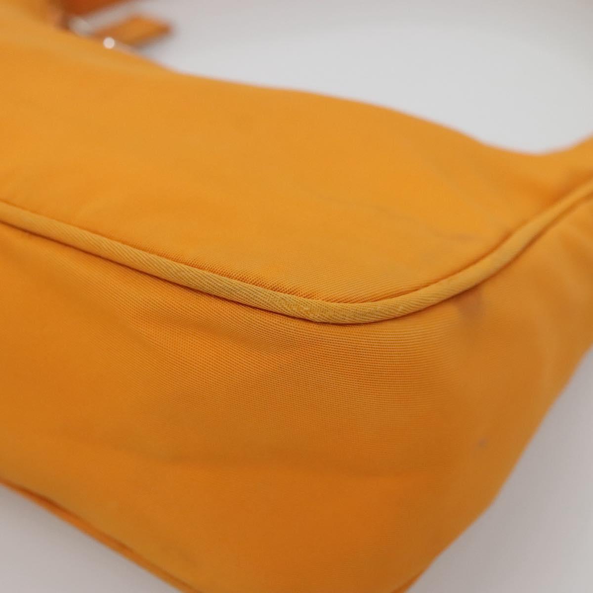 PRADA Hand Bag Nylon Orange Silver Auth 137445