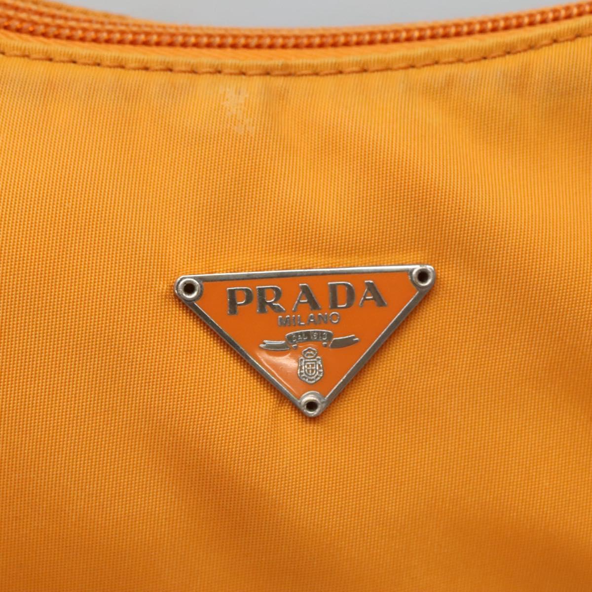 PRADA Hand Bag Nylon Orange Silver Auth 137445