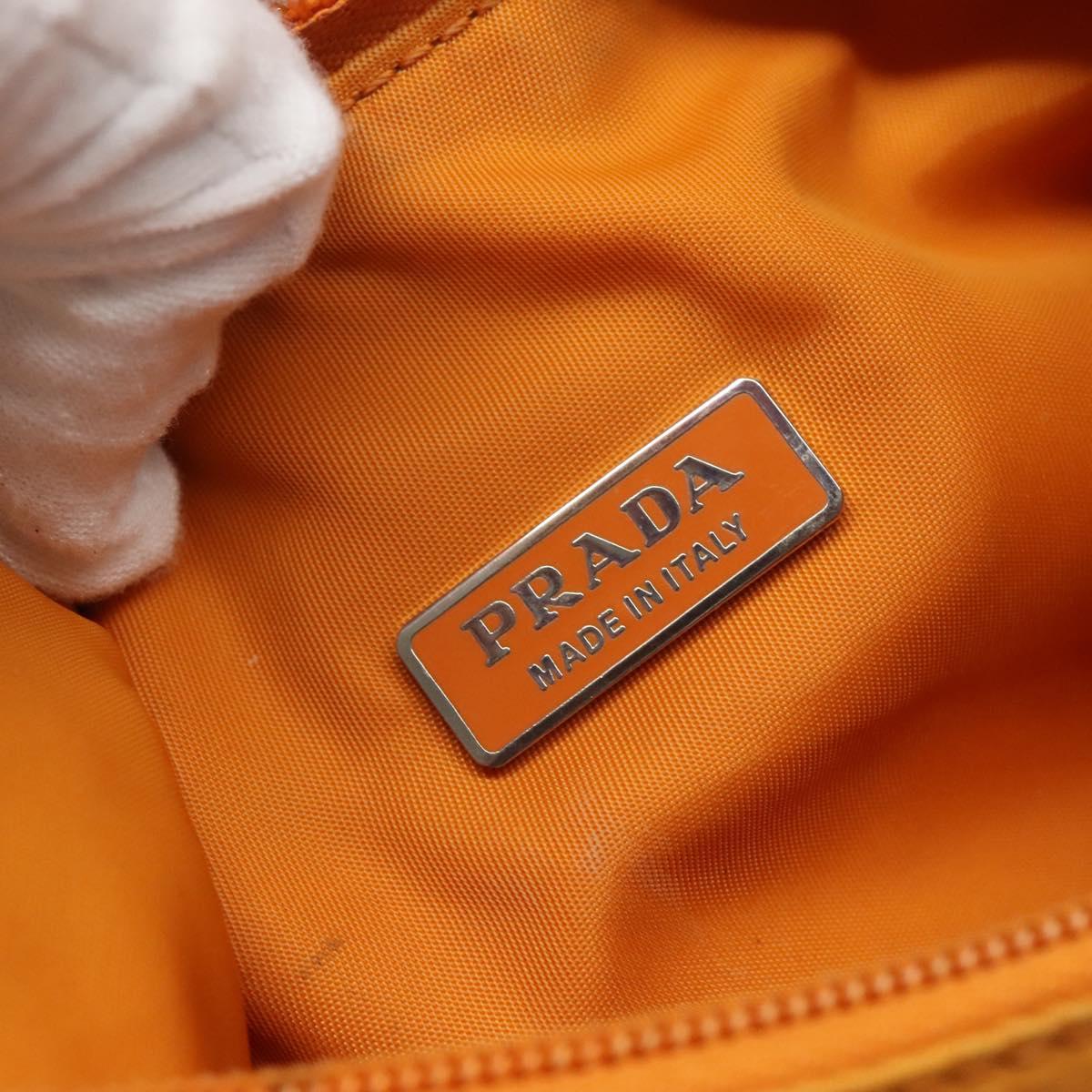 PRADA Hand Bag Nylon Orange Silver Auth 137445