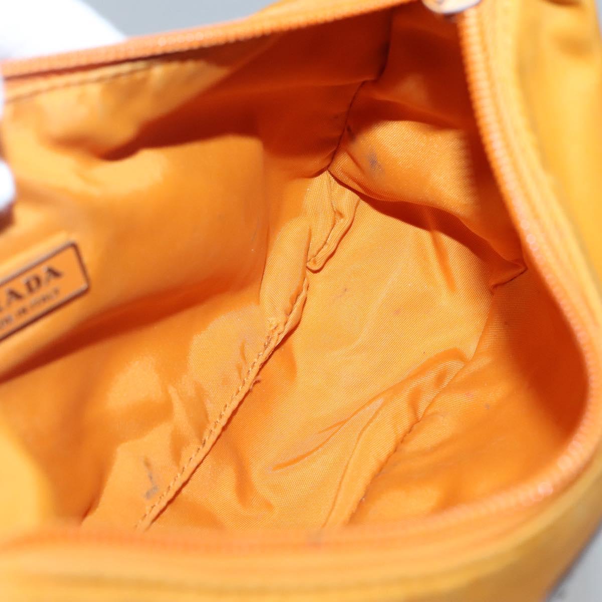 PRADA Hand Bag Nylon Orange Silver Auth 137445