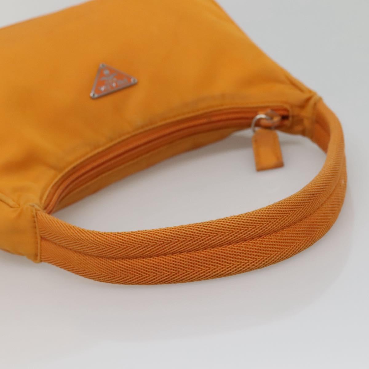 PRADA Hand Bag Nylon Orange Silver Auth 137445