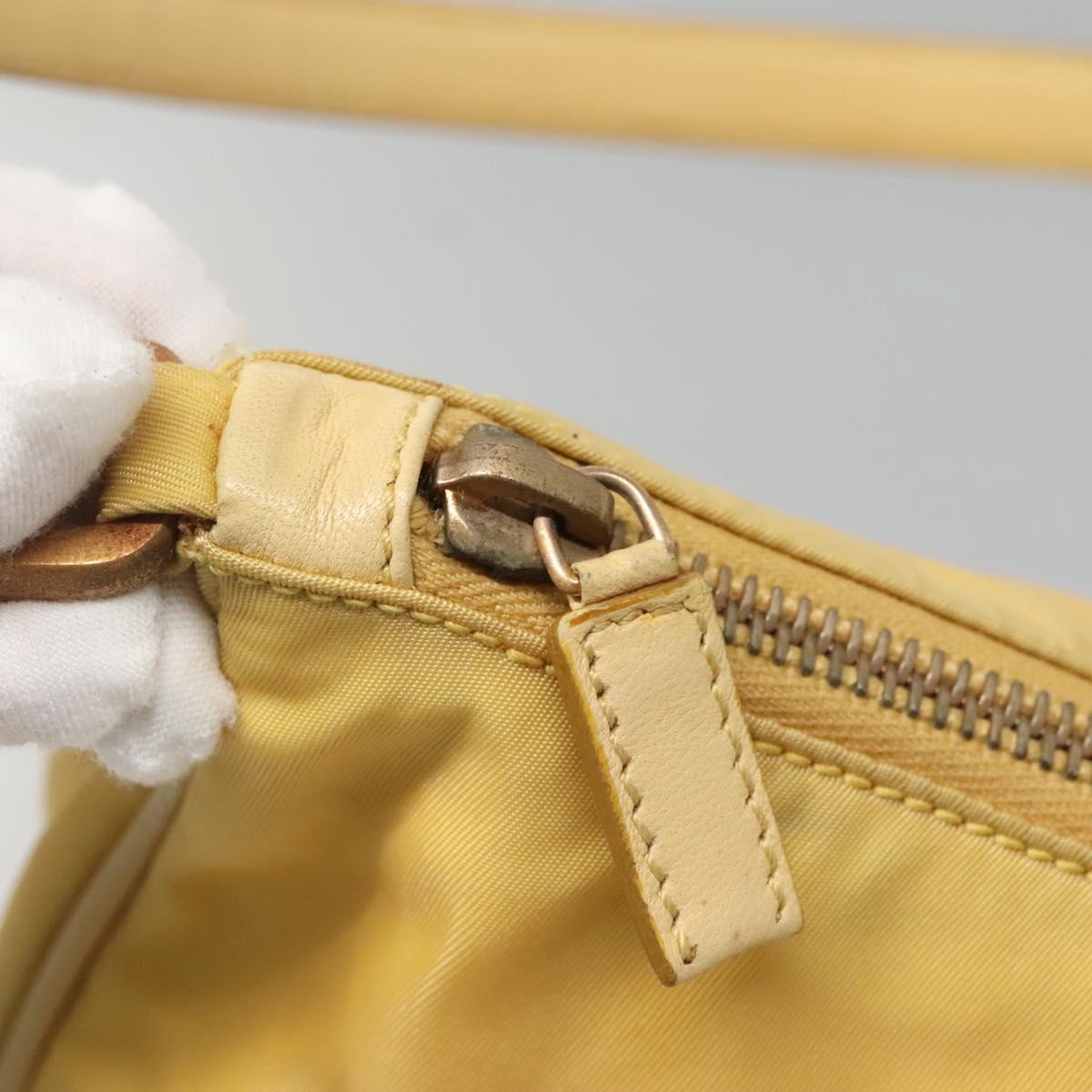 PRADA Shoulder Bag Nylon Yellow Gold Auth 137446