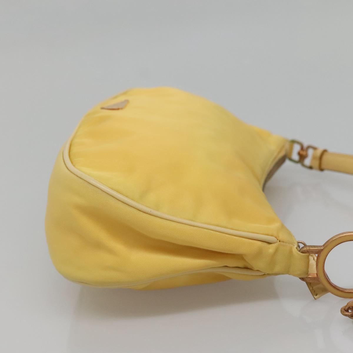 PRADA Shoulder Bag Nylon Yellow Gold Auth 137446