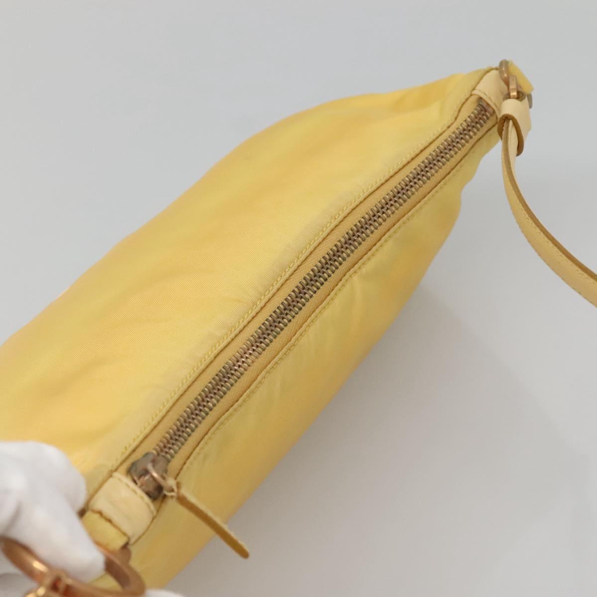 PRADA Shoulder Bag Nylon Yellow Gold Auth 137446