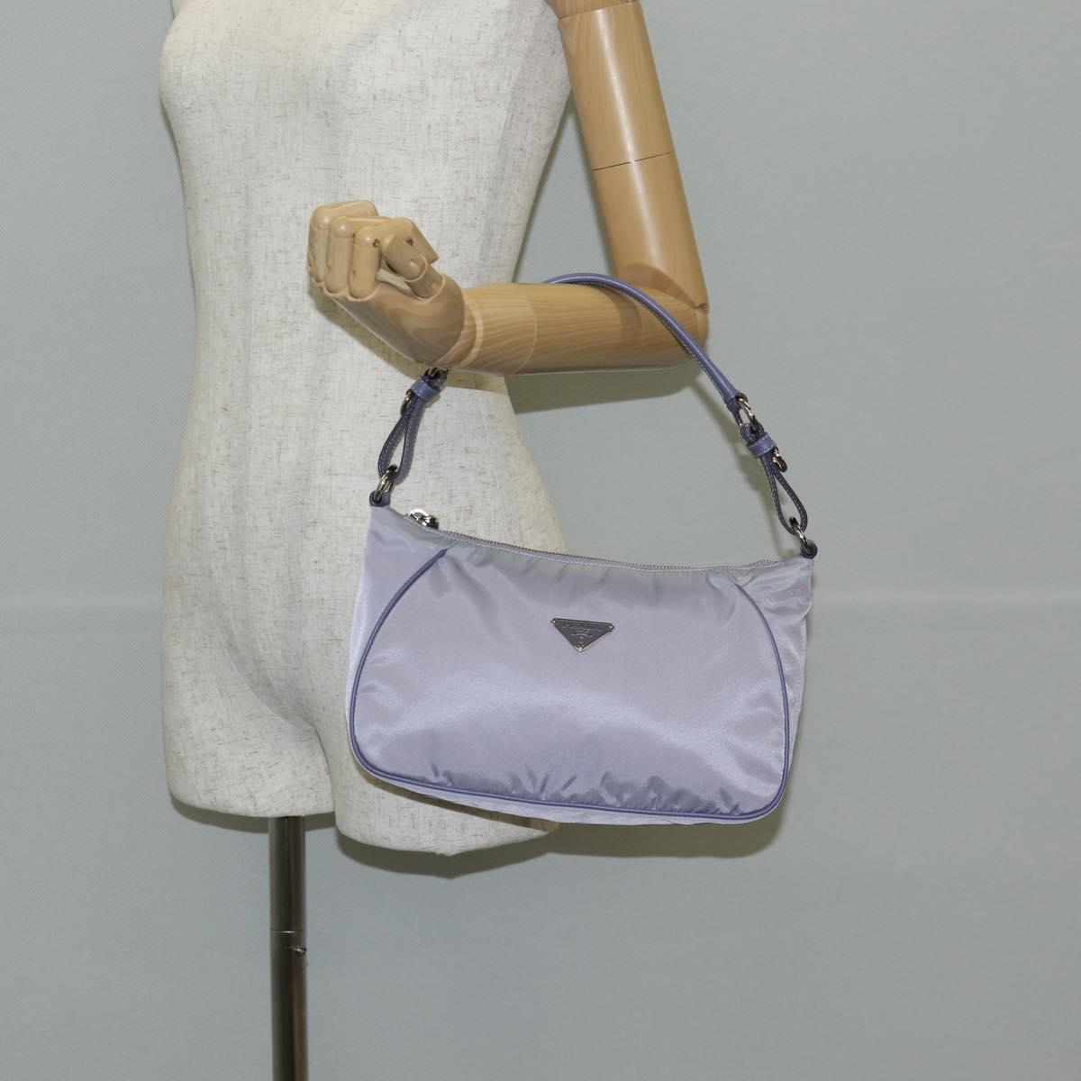 PRADA Shoulder Bag Nylon Purple Silver Auth 137447V