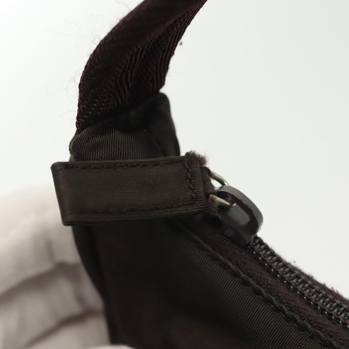 PRADA Hand Bag Nylon Brown Silver Auth 137449