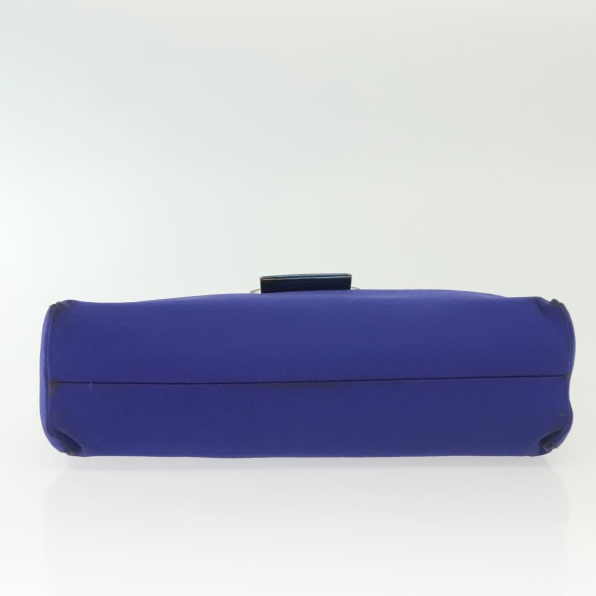 FENDI Mamma Baguette Shoulder Bag Nylon Blue Silver Auth 137452