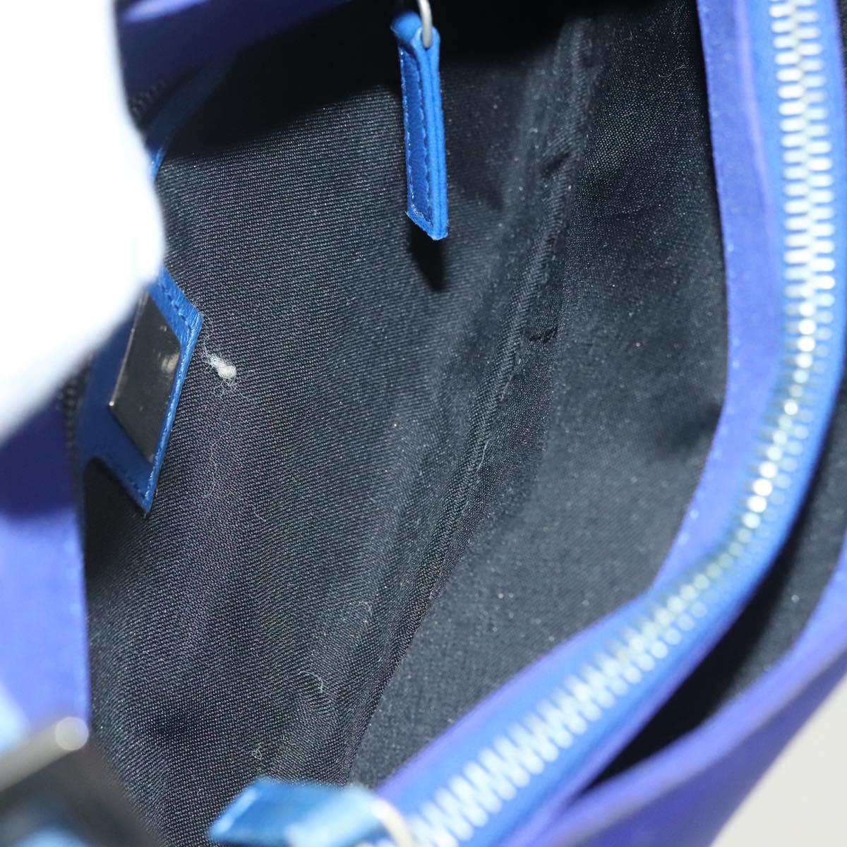FENDI Mamma Baguette Shoulder Bag Nylon Blue Silver Auth 137452