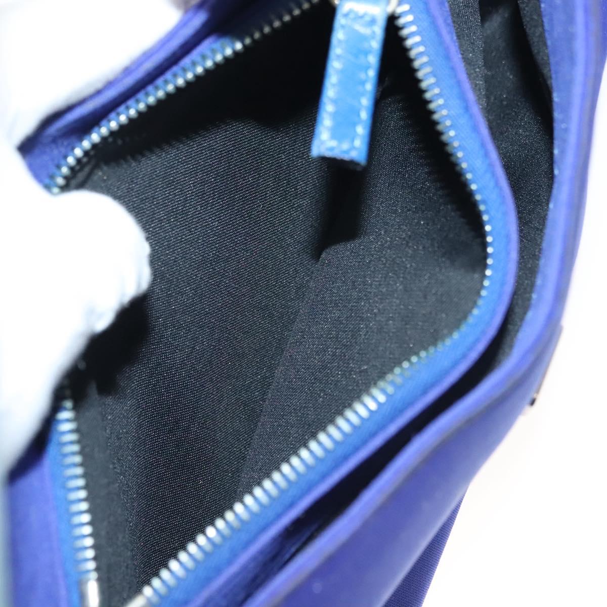 FENDI Mamma Baguette Shoulder Bag Nylon Blue Silver Auth 137452