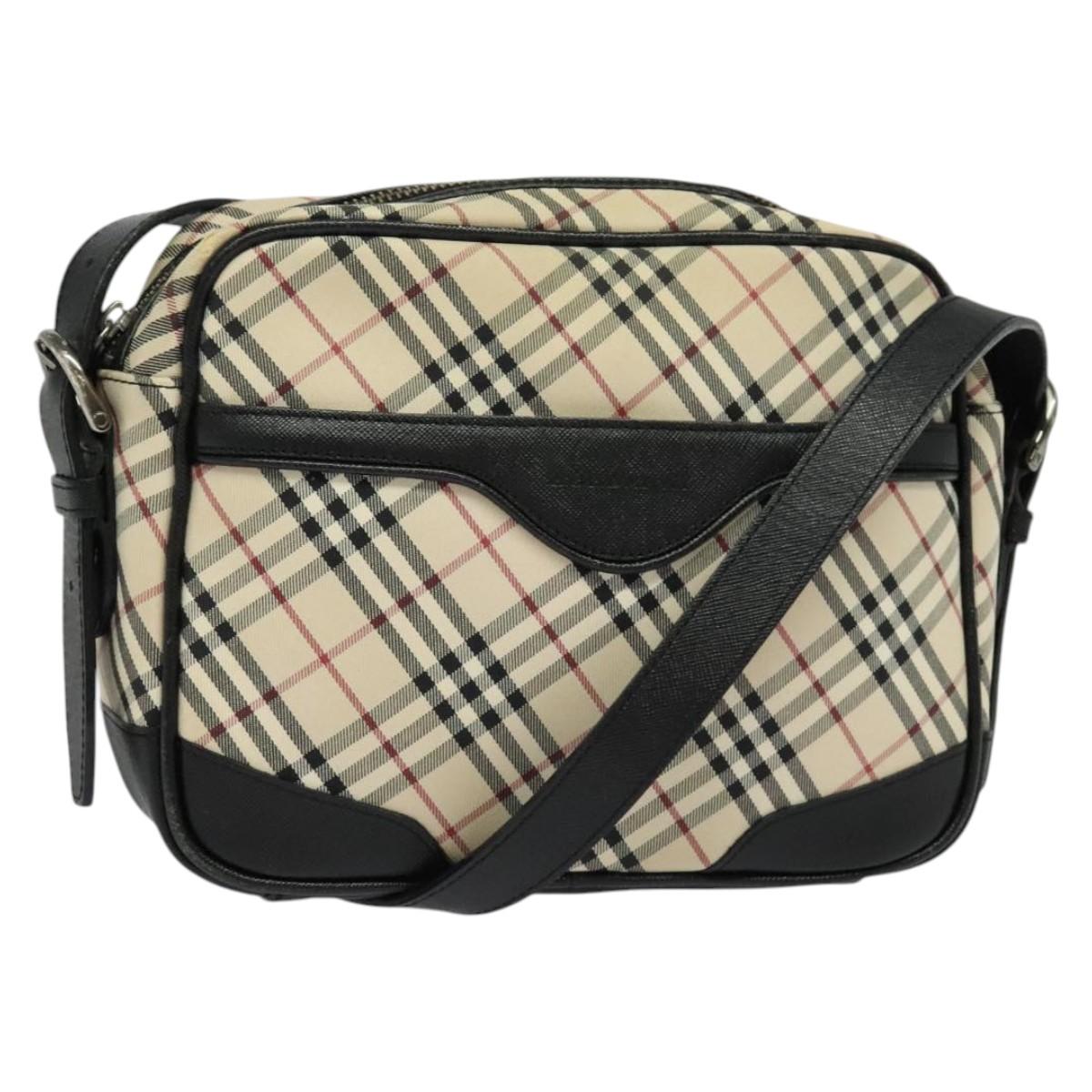 BURBERRY Nova Check Shoulder Bag Canvas Beige Auth 137455