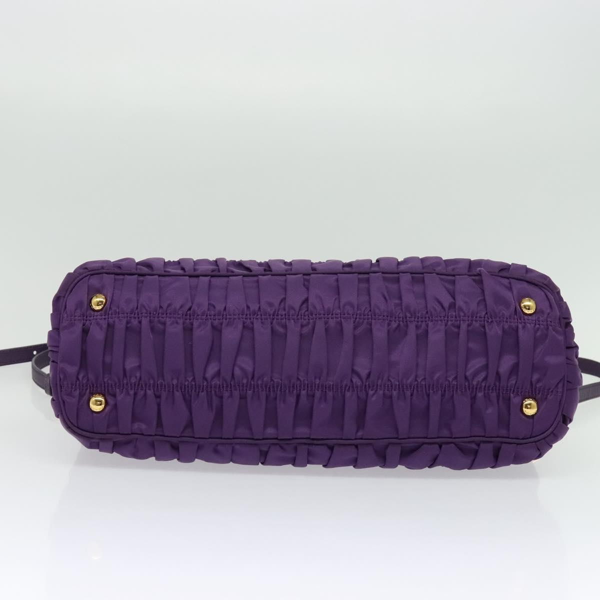 PRADA Hand Bag Nylon 2way Purple Gold Auth 137460