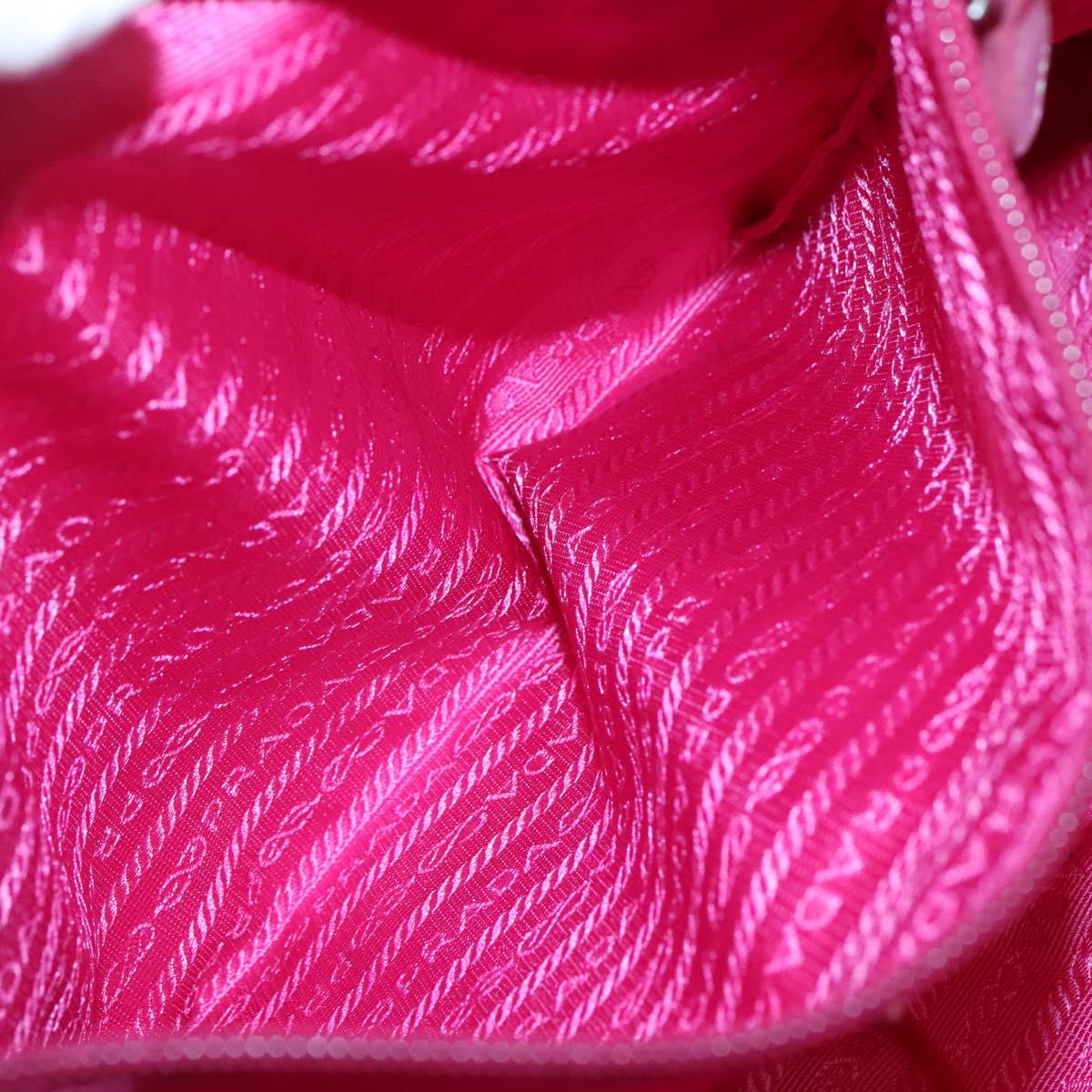 PRADA Tote Bag Nylon Pink Silver Auth 137462