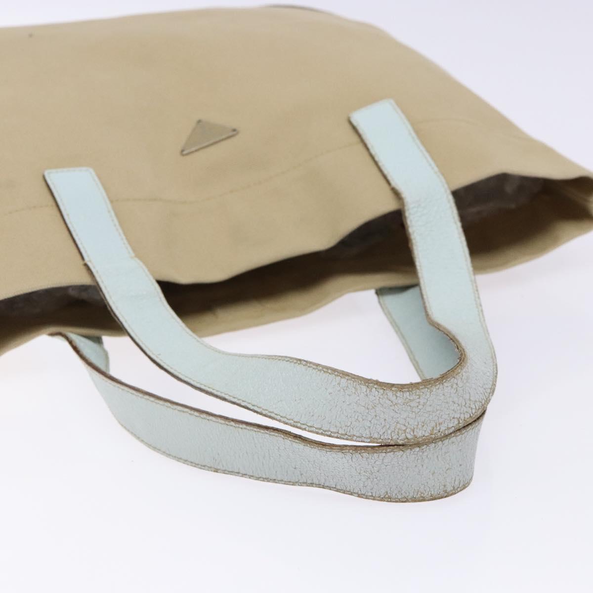 PRADA Tote Bag Canvas Beige Auth 137463