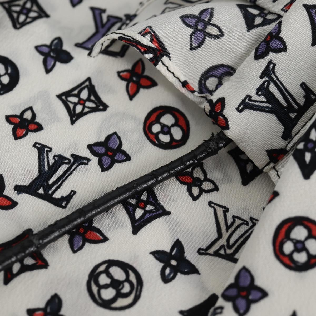 LOUIS VUITTON Blouse Shirt Silk White LV Auth 137476M