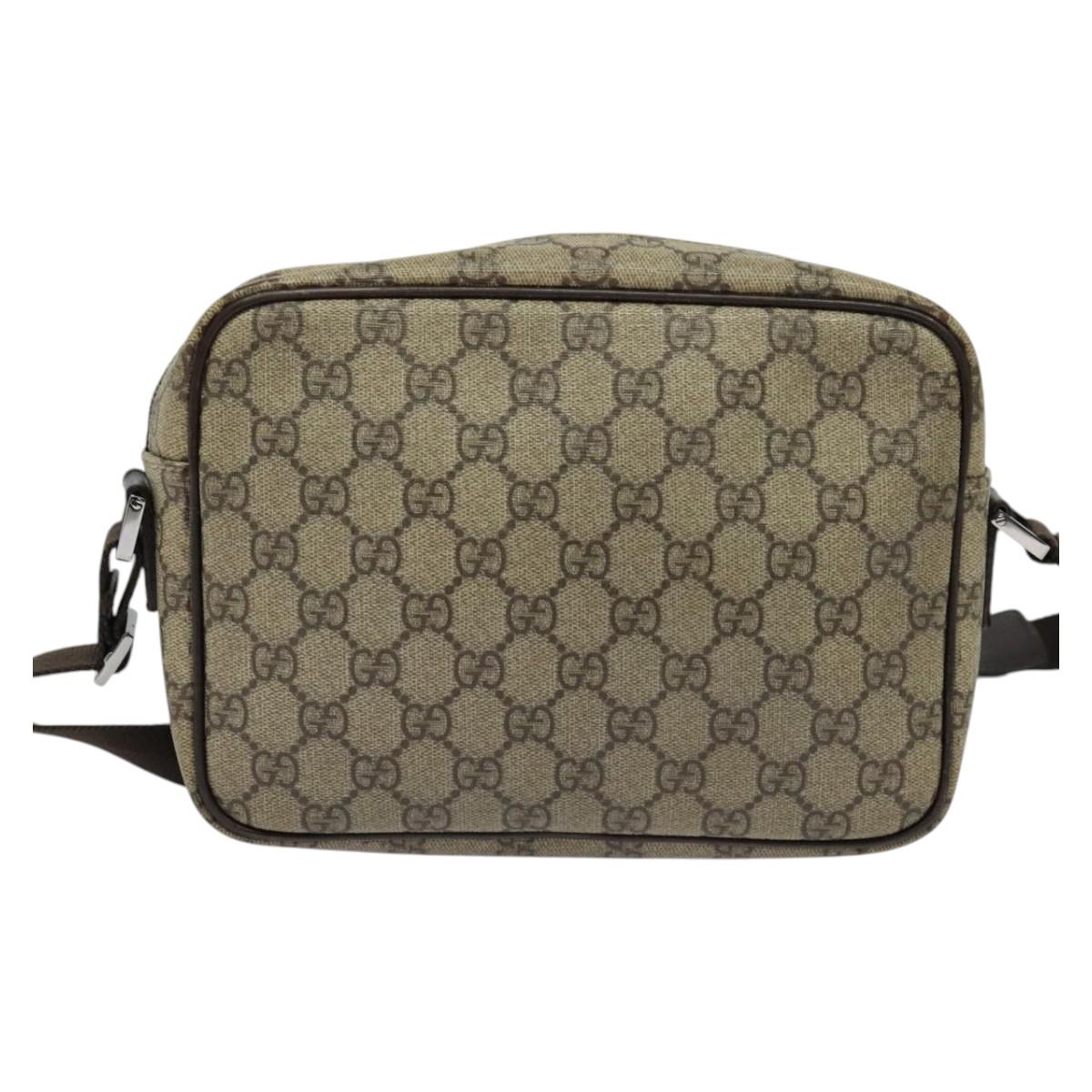 GUCCI GG Supreme Shoulder Bag PVC Beige Gold 114291 Auth 137489