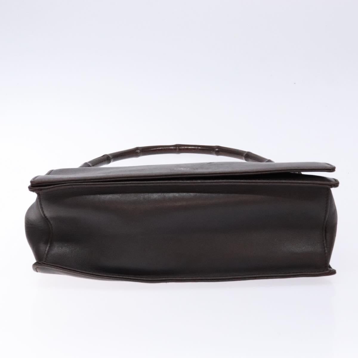 GUCCI Bamboo Shoulder Bag Leather Dark Brown 001 3243 Auth 137491