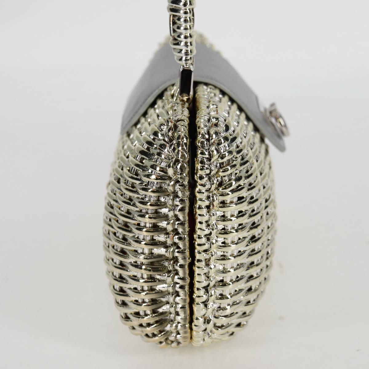 Salvatore Ferragamo Gancini Hand Bag Rattan Gold Auth 137497V