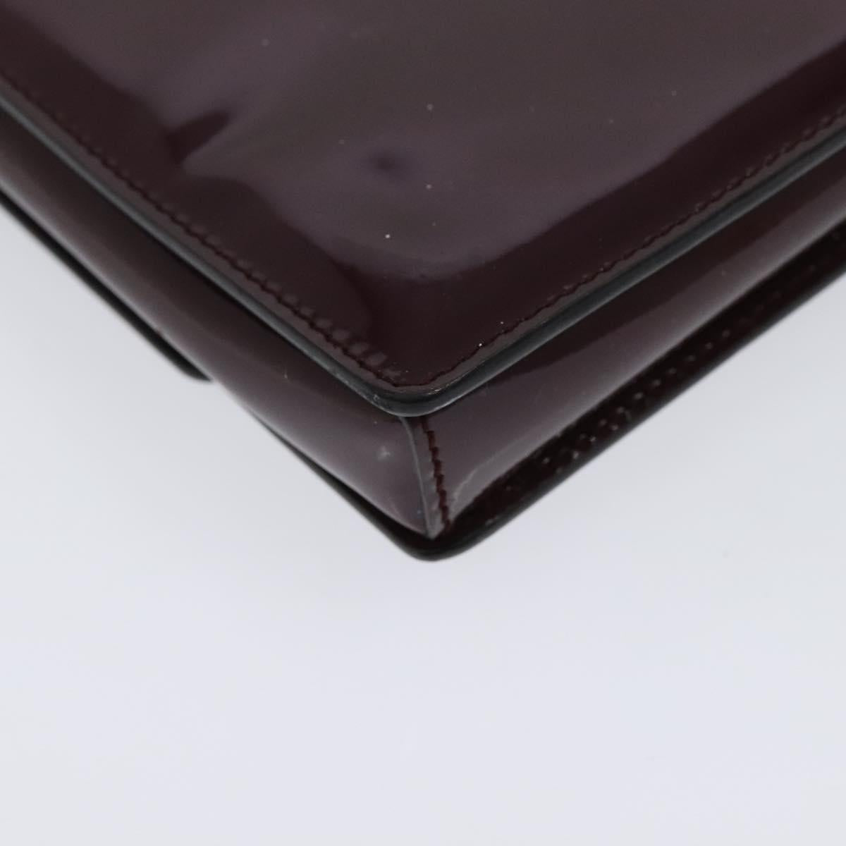 Salvatore Ferragamo Vala Chain Shoulder Bag Patent Purple Gold Auth 137501