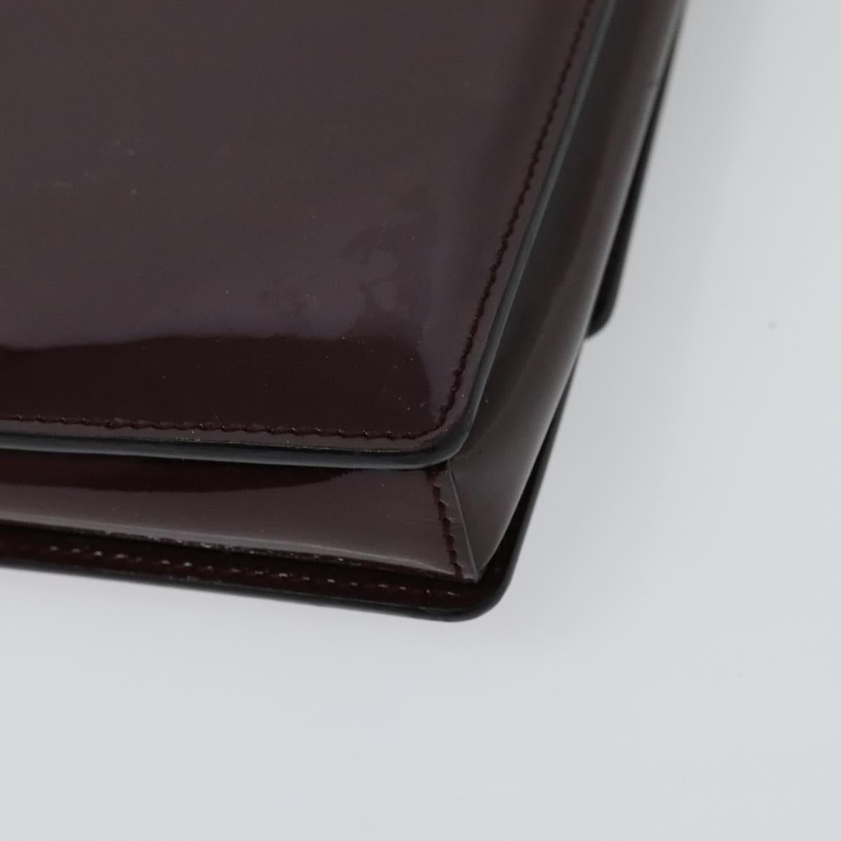 Salvatore Ferragamo Vala Chain Shoulder Bag Patent Purple Gold Auth 137501