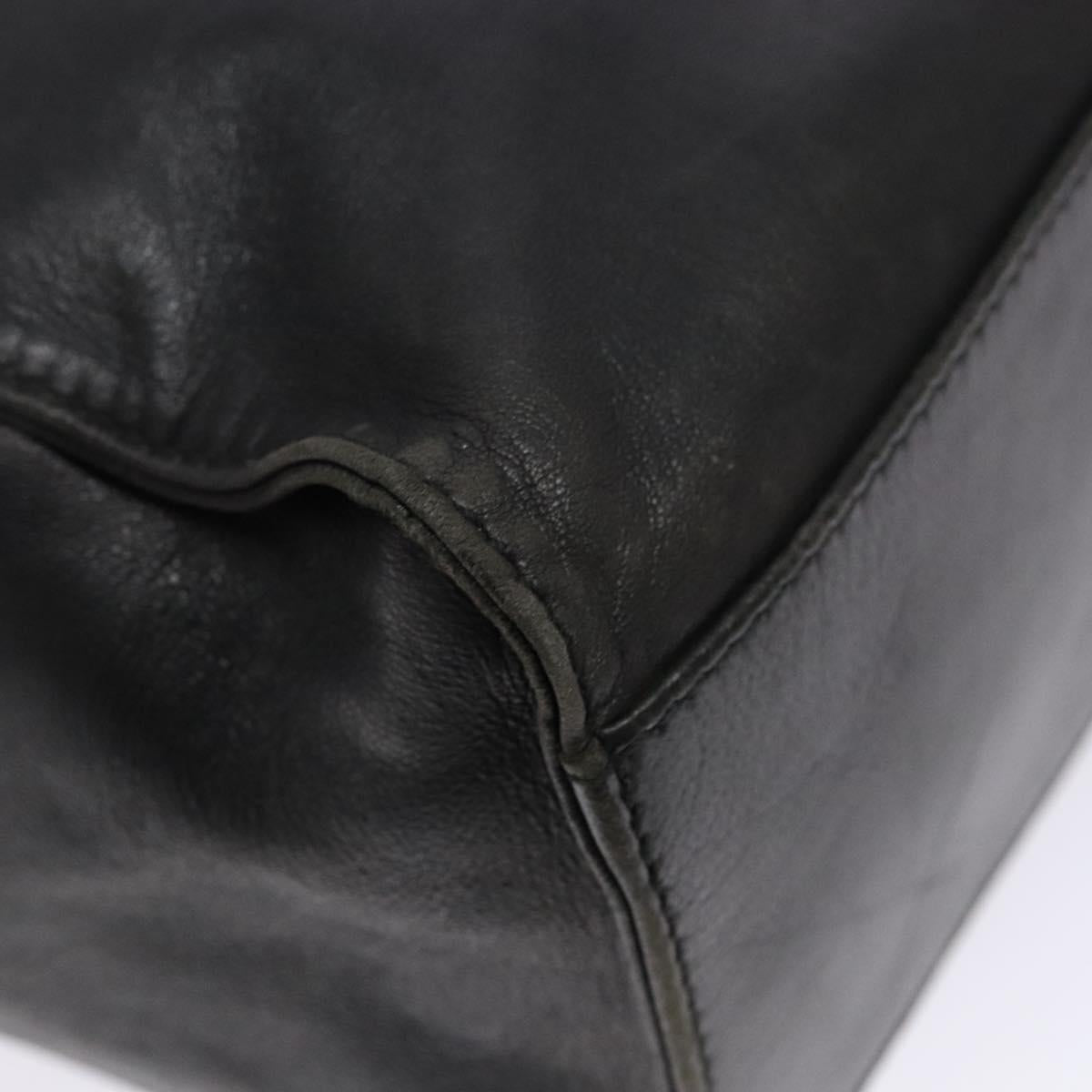 PRADA Hand Bag Leather Black Auth 137503