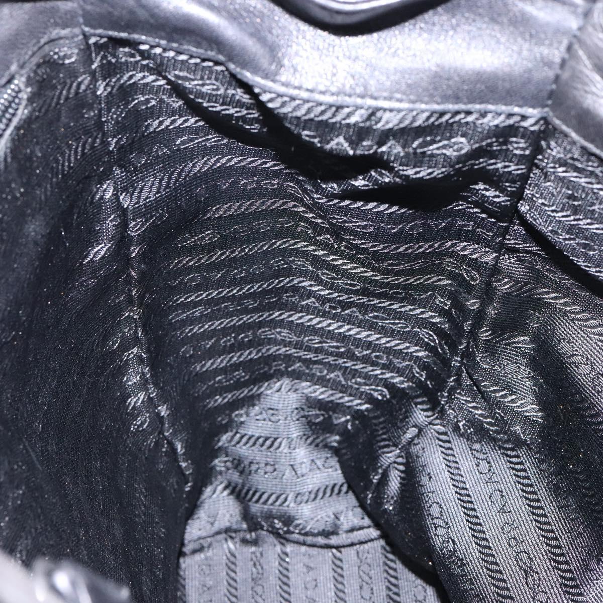 PRADA Hand Bag Leather Black Auth 137503