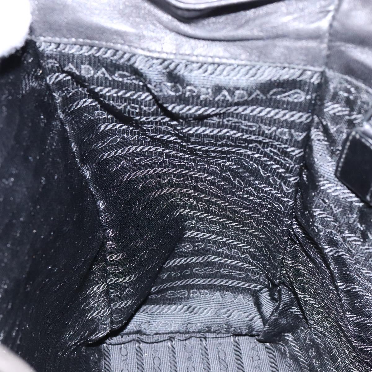 PRADA Hand Bag Leather Black Auth 137503