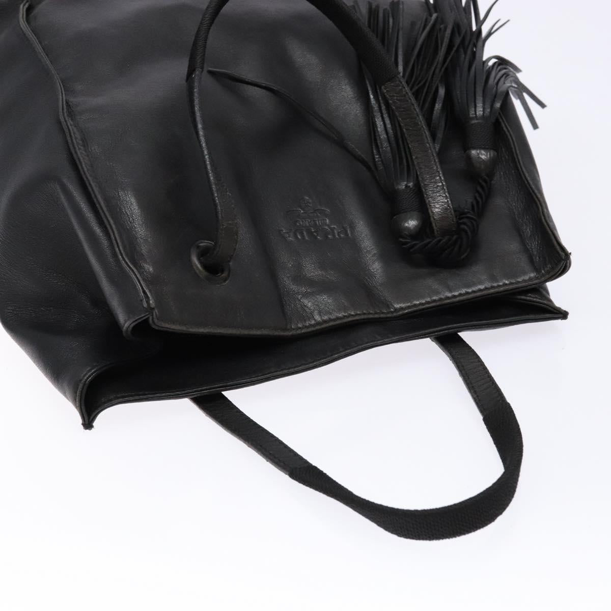 PRADA Hand Bag Leather Black Auth 137503