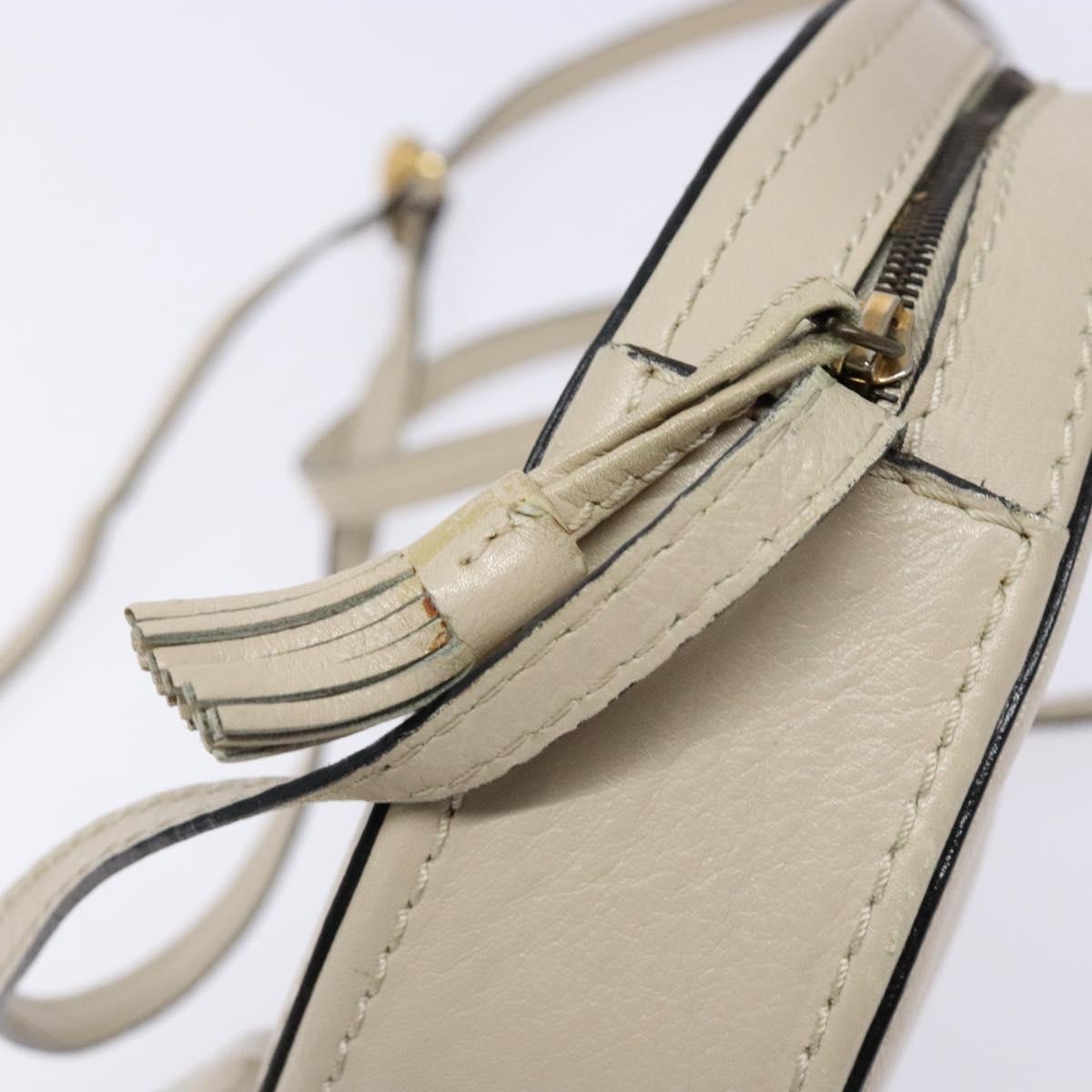 BOTTEGA VENETA Shoulder Bag Leather Beige Gold Auth 137511