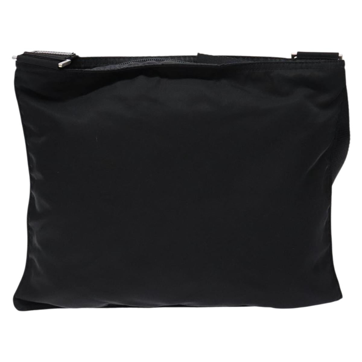 PRADA Shoulder Bag Nylon Black Silver Auth 137512